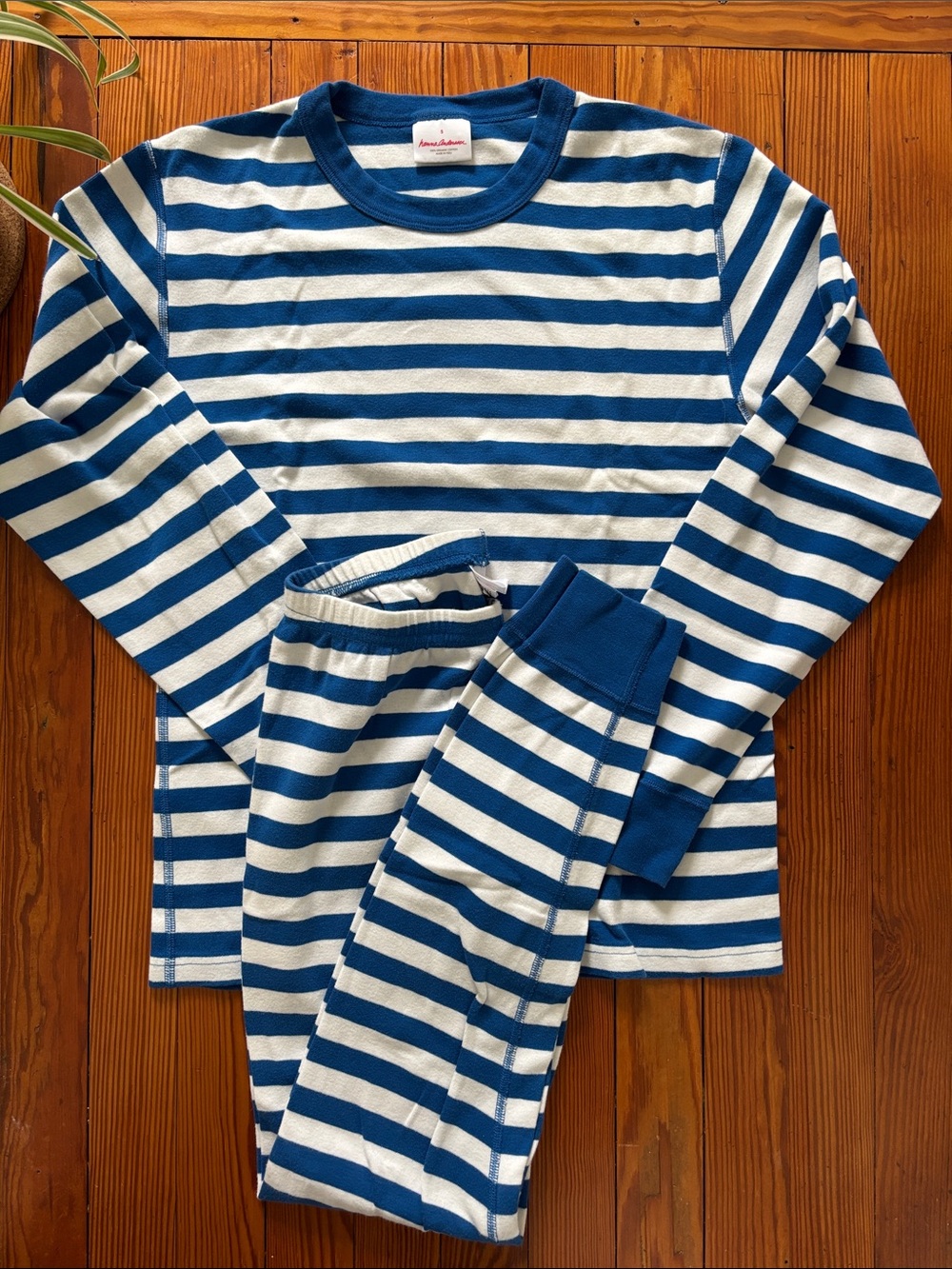 Hanna Andersson Blue & White Striped Pajama Set, S